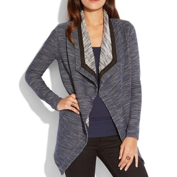 Lucky Brand St. Louis Wrap NAVY MELANGE Open Front Cardigan Womens‎ Size … - Picture 1 of 8